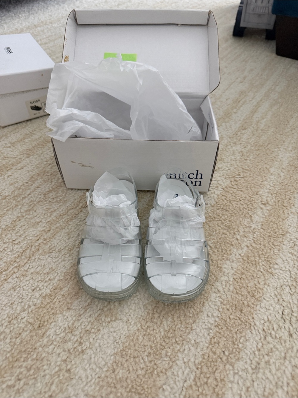 Kids White Jelly Sandals - 
Mitch and son